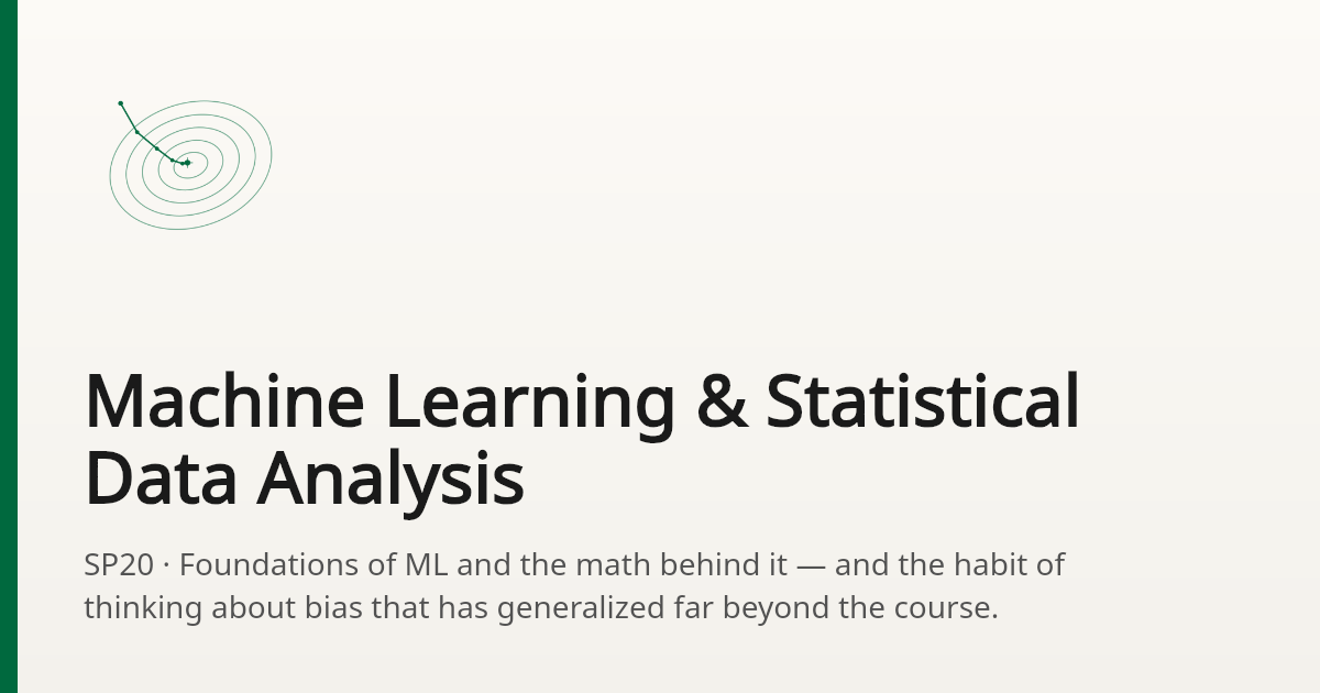 Machine Learning & Statistical Data Analysis — Engineering Portfolio